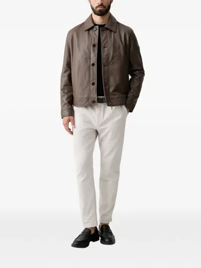 Joop Leather Button-up Jacket In Multi
