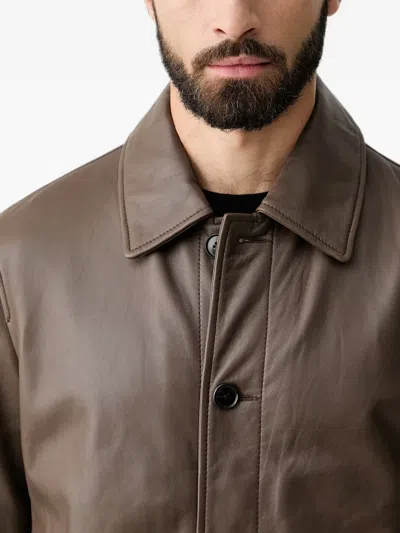 Joop Leather Button-up Jacket In Multi