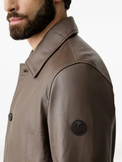 Joop Leather Button-up Jacket In Multi