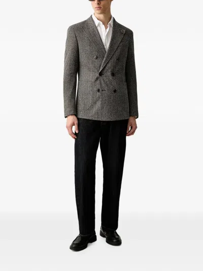 Joop Herringbone Double-breasted Blazer In Multi