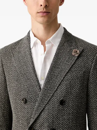 Joop Herringbone Double-breasted Blazer In Multi
