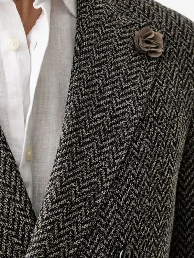 Joop Herringbone Double-breasted Blazer In Multi