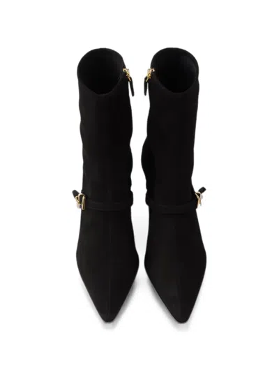 Prada Stretch Suede Booties In Black