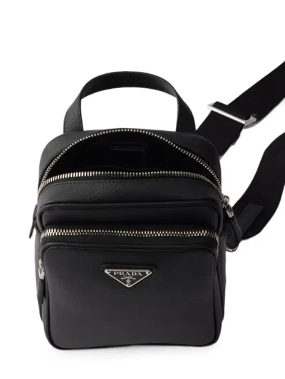 Prada Saffiano Leather Mini One-shoulder Backpack In Black
