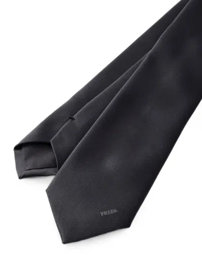 Prada Silk Tie In Gray