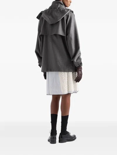 Prada Mélange Hopsack Wool Jacket In Gray