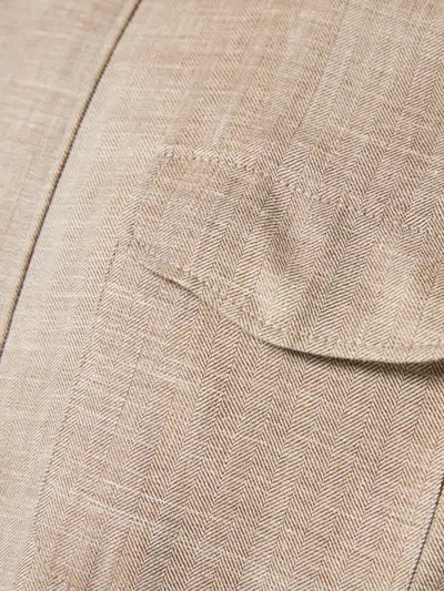 Enrico Mandelli Herringbone-pattern High-neck Jacket In Neutral
