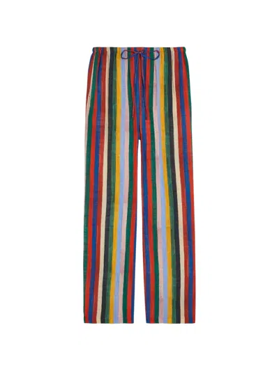 Staud Mateo Stripe Cotton Drawstring Pants In Multi
