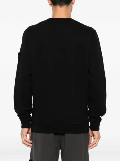 Stone Island Kids Mini Ribbed Neckline Sweatshirt For Boys In Black