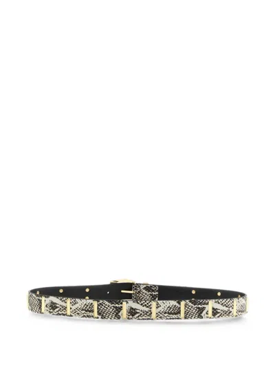 Pinko Python Belt Adjustable Length Snake Print Studs In Gray
