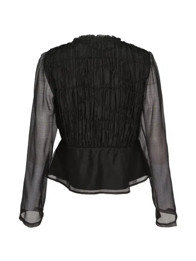 Renli Su Smocked Sequin-embellished Blouse In Black