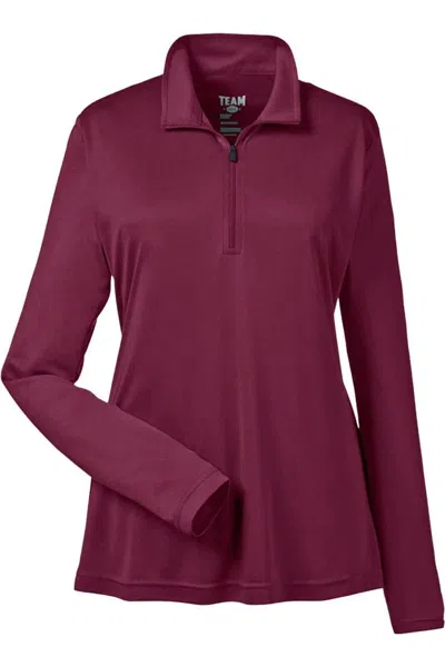 Team 365 Women's Zone Performance Quarter-zip Pullover In Burgundy