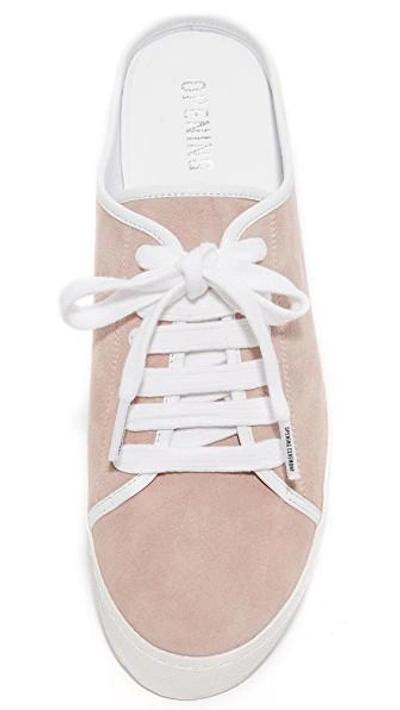 Shop Opening Ceremony Cici Lace Up Suede Slides In Light Pink