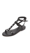 Rebecca Minkoff Sandy Studded Leather Gladiator Sandals In Black