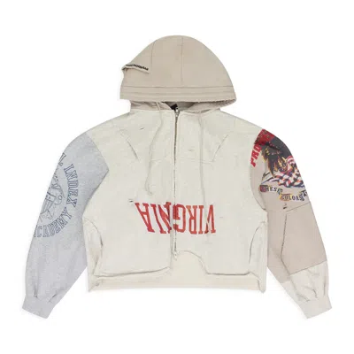 Protocol Index Patchwork Distressed Hoodie In White