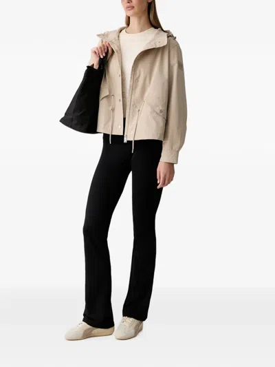 Dkny Hooded Drawstring Jacket In Neutral