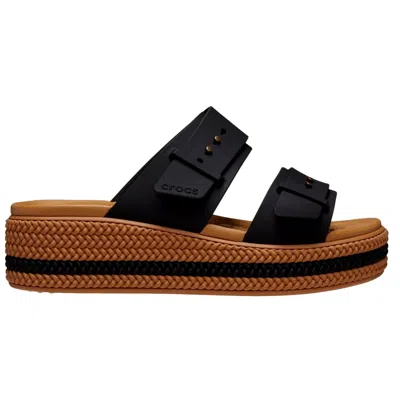 Crocs Brooklyn Buckle Low Wedge In Black