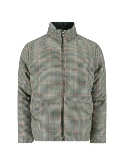 Thom Browne Reversible Down Jacket Featuring Checkered Pattern In Green