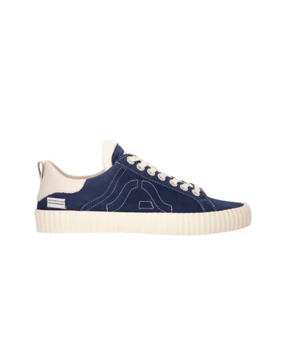 Springa Suede Embroidered Sneakers In Blue