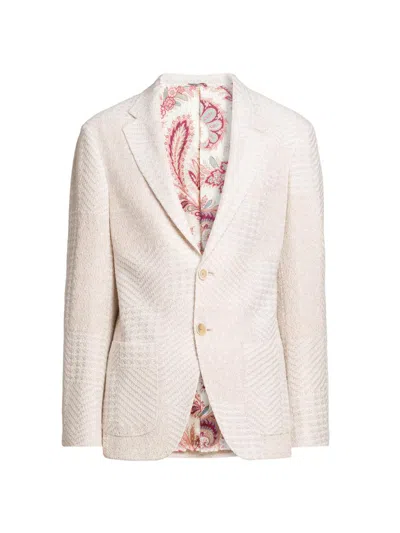 Etro Herringbone-pattern Blazer In Neutral
