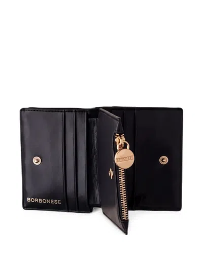 Borbonese Logo-plaque Pebbled-texture Wallet In Black