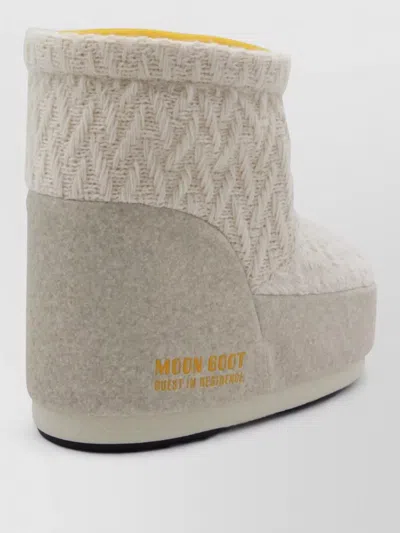 Moon Boot Knit Texture Ankle Boots Modern Design In Neutral