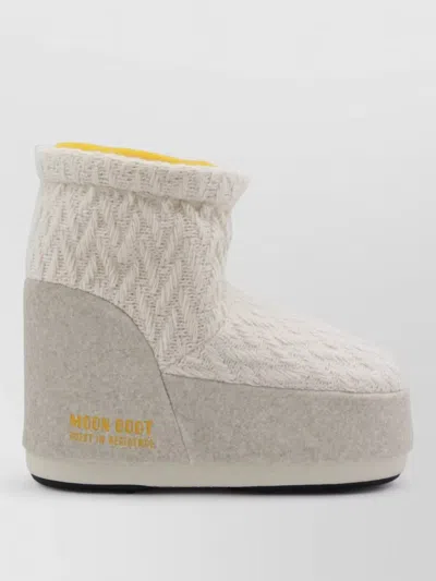 Moon Boot Knit Texture Ankle Boots Modern Design In Neutral
