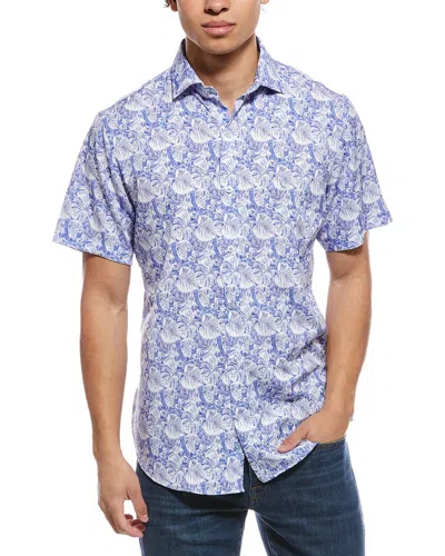 Tailorbyrd Distressed Printed Performance Shirt In Blue