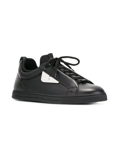 Shop Fendi Metal Plate Lace-up Trainers