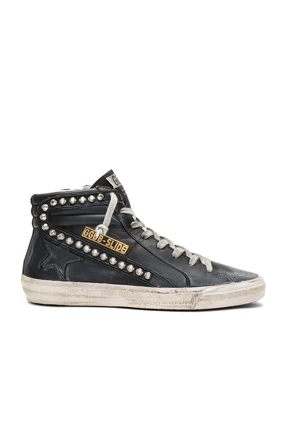 black high top golden goose sneakers