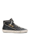 Golden Goose Studded Leather Slide Sneakers In Black Leather Studs