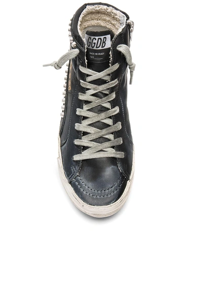 Shop Golden Goose Slide Sneaker In Black Leather Studs