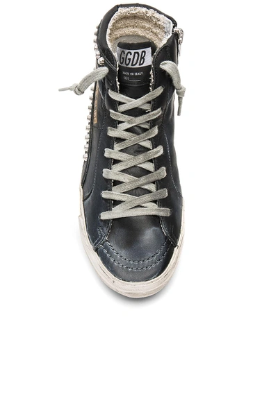 Golden Goose Studded Leather Slide Sneakers In Black Leather Studs