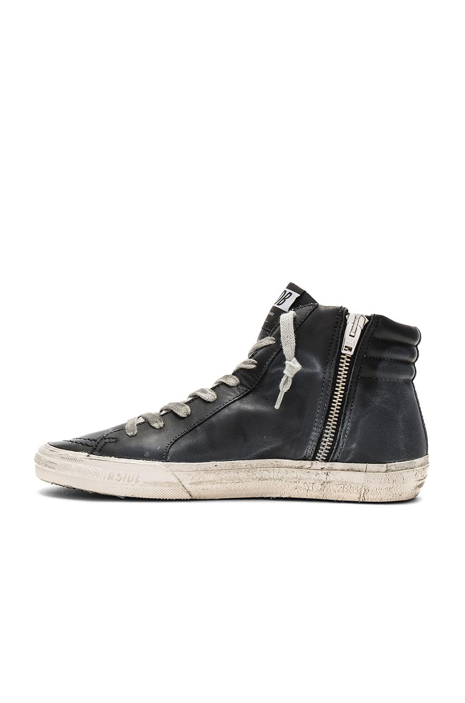 Golden Goose 'slide' Stud Smudged Leather High Top Sneakers In Black ...