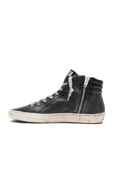 Shop Golden Goose Slide Sneaker In Black Leather Studs