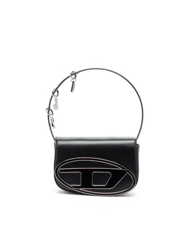 Diesel Structured Black Shoulder Bag With Removable Charms In Black