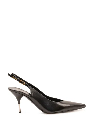 Versace Pointed Slingback Pumps In Black