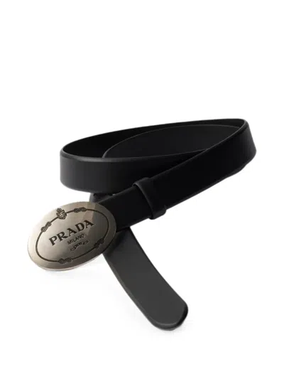 Prada Leather Belt In Black