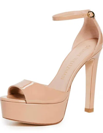 Stuart Weitzman Disco Patent-leather Platform Sandals In Neutral