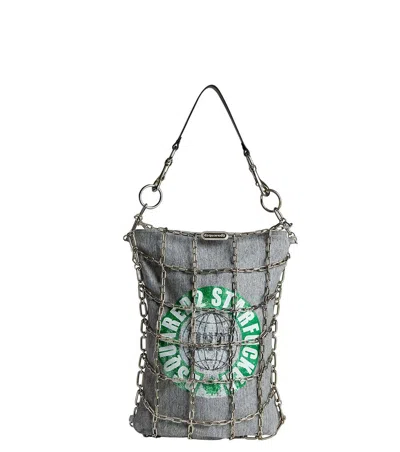 Dsquared2 Chain-link Jersey Shoulder Bag In Blue