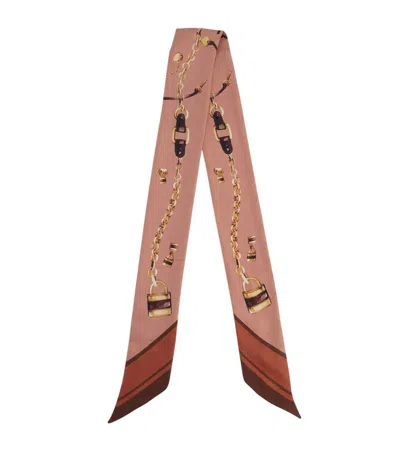 Chloé Chain Print Padlock Detail Rectangular Tie In Pink