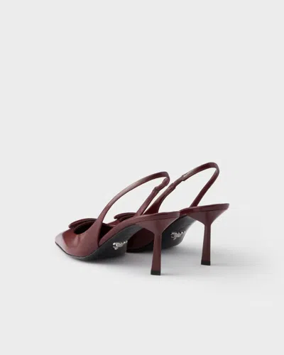 Prada Slingback Pumps In Leather With Brushed Finish In Brown