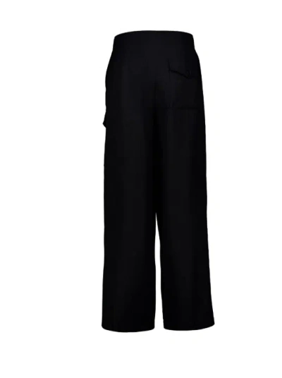 Auralee Herringbone Wool Wide-leg Cargo Pants In Black