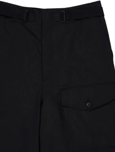 Auralee Herringbone Wool Wide-leg Cargo Pants In Black