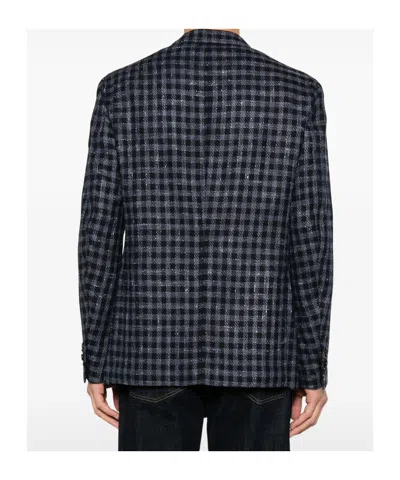 Isaia Gingham-check Notched-lapel Blazer In Multi