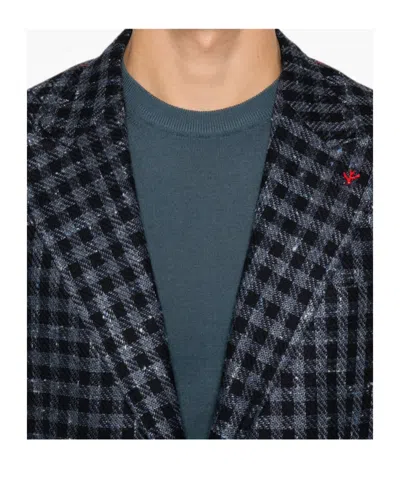 Isaia Gingham-check Notched-lapel Blazer In Multi