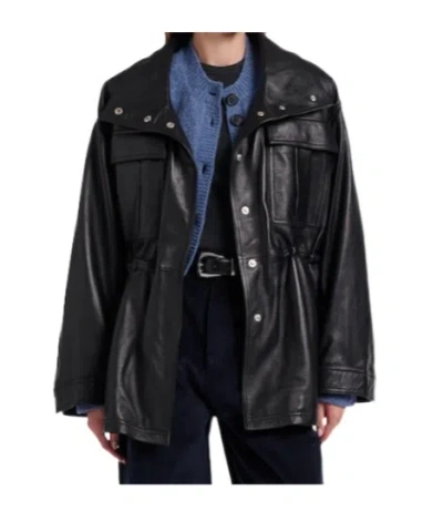 Rohe Leather Jacket With Adjustable Drawstring Waist In Black