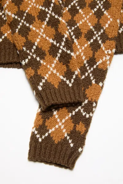 Acne Studios Argyle-knit Button-up Cardigan In Brown