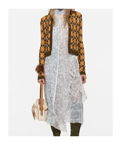 Acne Studios Argyle-knit Button-up Cardigan In Brown