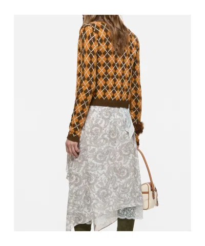 Acne Studios Argyle-knit Button-up Cardigan In Brown